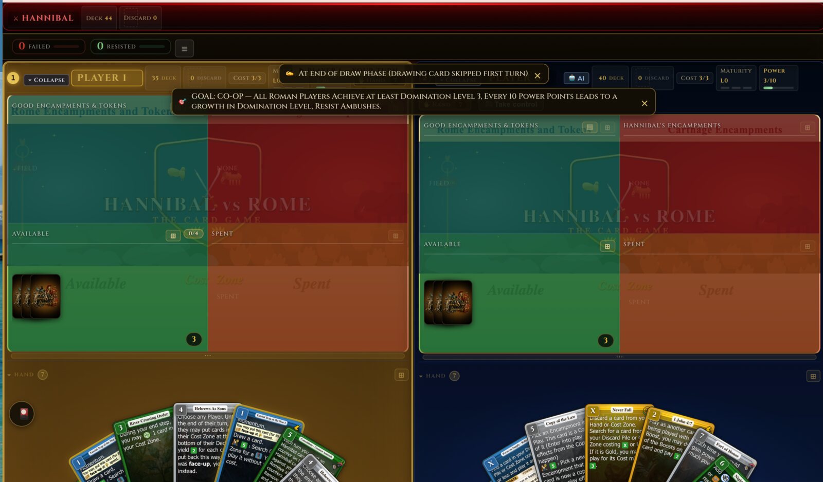 Co-op — Hannibal played by the machine against two Roman players